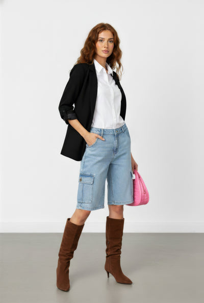 Eliza Open Front Faux Suede Blazer