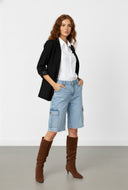 Eliza Open Front Faux Suede Blazer