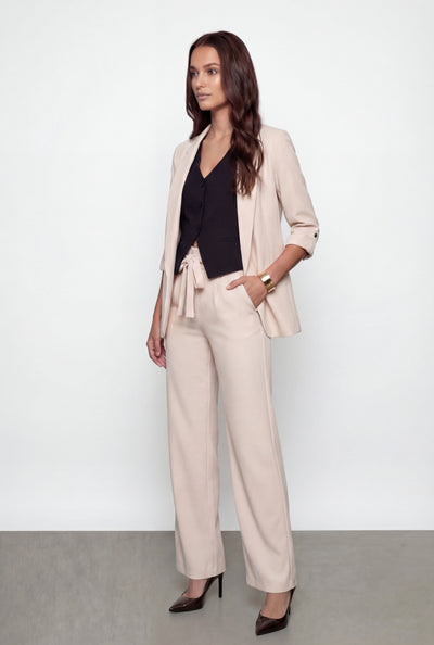 Natalie Tie Waist Straight-Leg Dress Pants