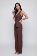 Slit Crepe V-Neck Blazer Vest