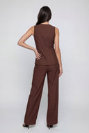 Slit Crepe V-Neck Blazer Vest