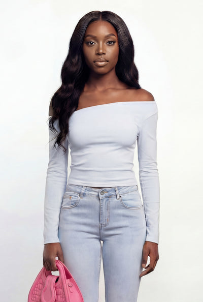 Gemma Rib Knit Ruched One Shoulder Top