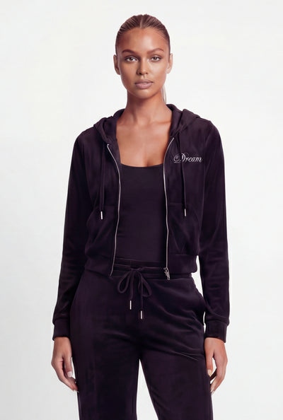 Dream Glam Velour Crop Hoodie