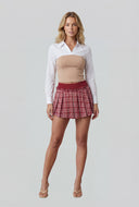 Joelle Ruffled Plaid Pleated Skirt