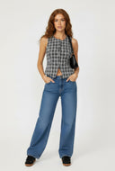 Lucille Plaid Fleece Button Front Vest