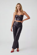 Jasmine Faux Leather Strapless Crop Bustier Top