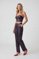 Jasmine Faux Leather Strapless Crop Bustier Top