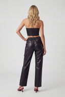 Jasmine Faux Leather Strapless Crop Bustier Top