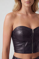 Jasmine Faux Leather Strapless Crop Bustier Top