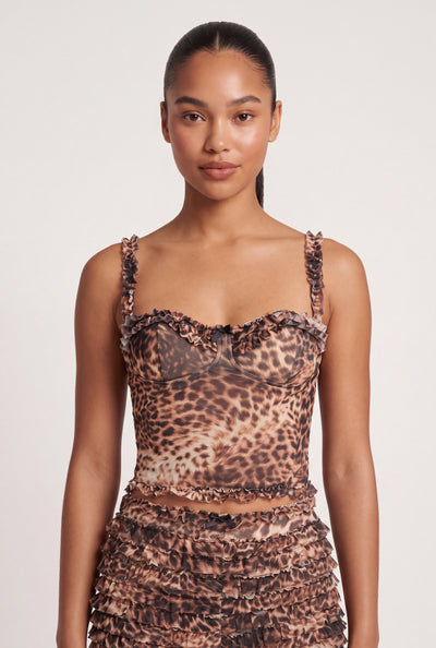 Leopard Mesh Crop Top