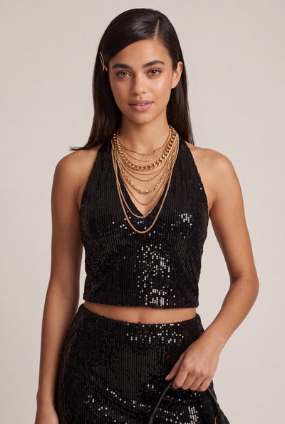 Sequin Halter Top