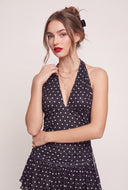 Polka Dot Ruched Halter Top