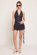 Polka Dot Ruched Halter Top