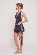 Polka Dot Ruched Halter Top
