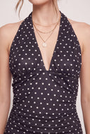 Polka Dot Ruched Halter Top