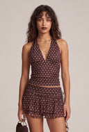 Polka Dot Ruched Halter Top