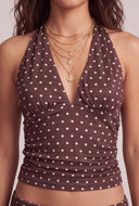 Polka Dot Ruched Halter Top