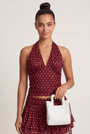 Polka Dot Ruched Halter Top