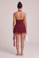 Polka Dot Ruched Halter Top