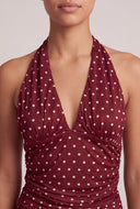 Polka Dot Ruched Halter Top