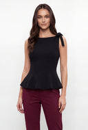 Kennedy Bow Sleeveless Peplum Blouse