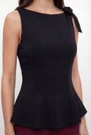 Kennedy Bow Sleeveless Peplum Blouse