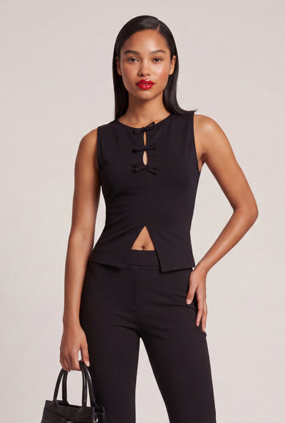 Sleeveless Keyhole Bow Top