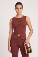 Sleeveless Keyhole Bow Top