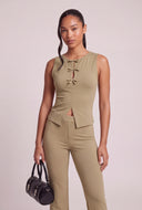 Sleeveless Keyhole Bow Top