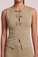 Sleeveless Keyhole Bow Top