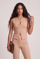 Sleeveless Keyhole Bow Top