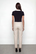 Contrast Brushed Knit Cropped Polo