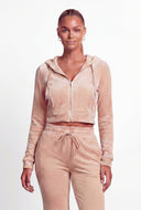 Neriah Velour Crop Hooded Sweatshirt