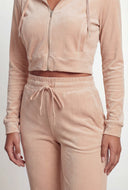 Neriah Velour Crop Hooded Sweatshirt