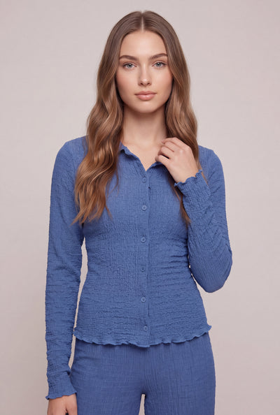 Leilani Textured Button Front Top