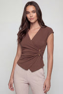 Florence Brooch Faux Wrap Blouse