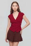 Florence Brooch Faux Wrap Blouse