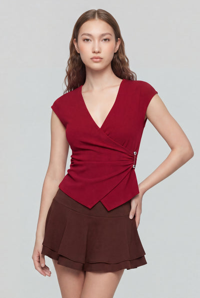 Florence Brooch Faux Wrap Blouse