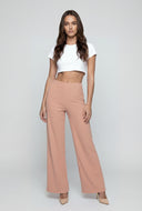 Florence Ribbed Pull On Wide-Leg Pants
