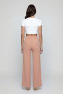 Florence Ribbed Pull On Wide-Leg Pants