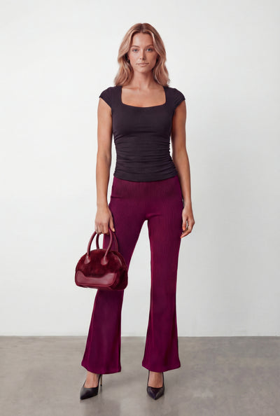 High Waist Knit Flare Pants