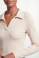 Blaire Brushed Knit Crop Polo Shirt