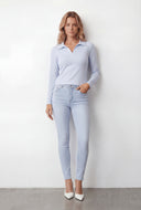 Blaire Brushed Knit Crop Polo Shirt