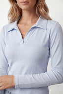 Blaire Brushed Knit Crop Polo Shirt