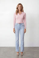 Blaire Brushed Knit Crop Polo Shirt