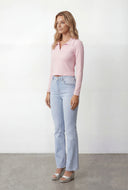 Blaire Brushed Knit Crop Polo Shirt