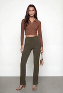 Blaire Brushed Knit Crop Polo Shirt