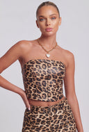 Rosalia Faux Leather Cropped Corset Top