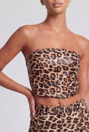 Rosalia Faux Leather Cropped Corset Top