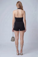 Buckle Cowl Neck Halter Top